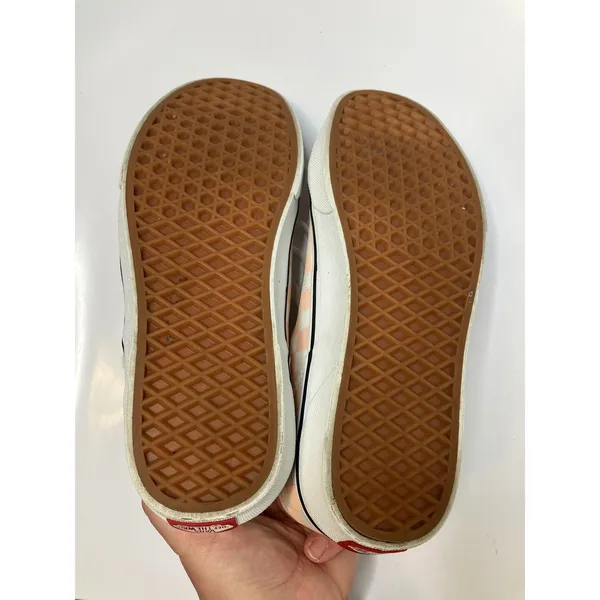 Vans peach &‎ white checkered sneakers women's size 10 skateboard punk trendy - Image 8