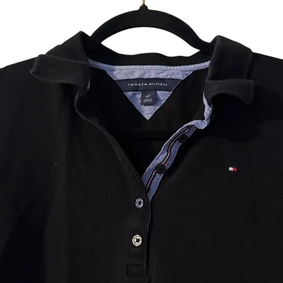 Tommy‎ Hilfiger Women's Black Polo Shirt Small - Image 4