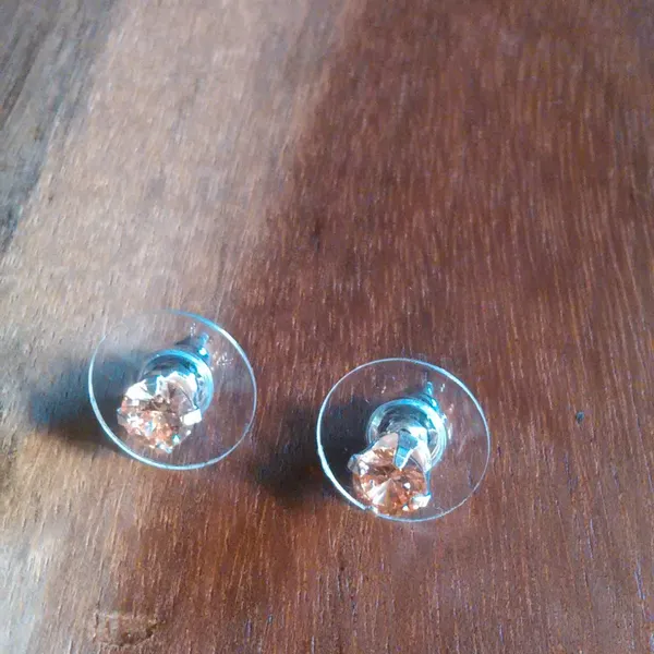 Champagne Color Simulated Diamond Sterling Silver Stud Earrings - Image 3