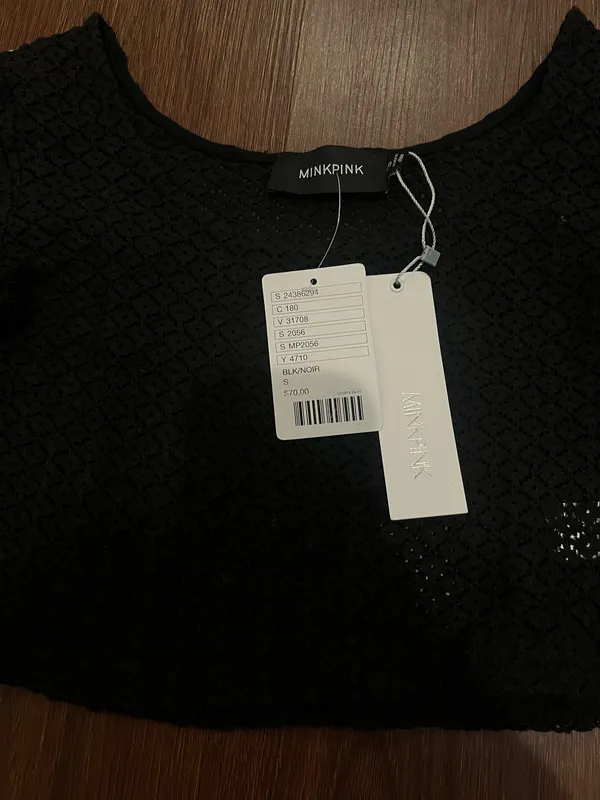 Mink Pink Eyelet Black Crop Top - Image 2