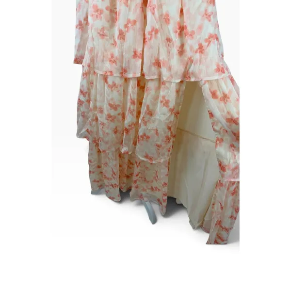 NWT Beivy Orange Floral Off-The-Shoulder Tiered Maxi Dress Size M Boho - Image 8
