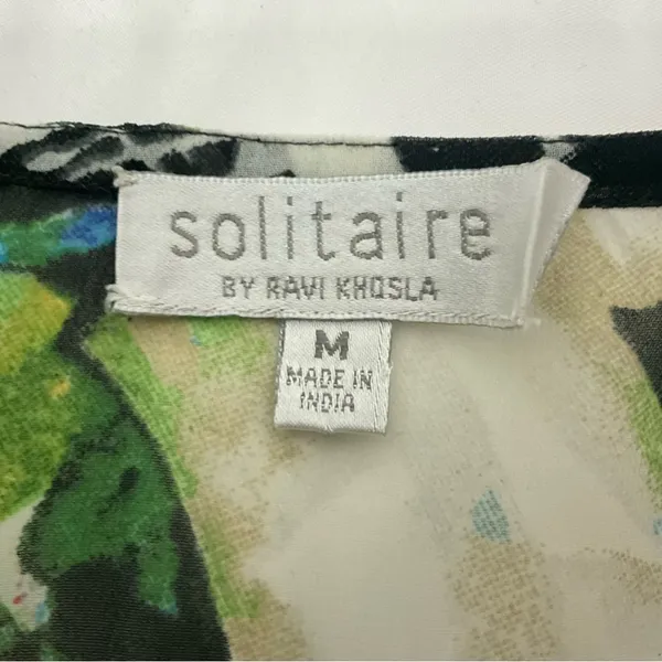 Solitaire Ravi Khosla Embellished V-Neck Caftan Swim Beach Coverup M Boho Print - Image 9