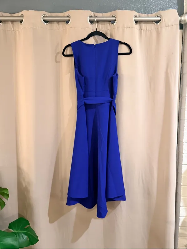 INC International Concepts Cobalt Blue High-Low Sleeveless Dress with Tie Waist - Image 2