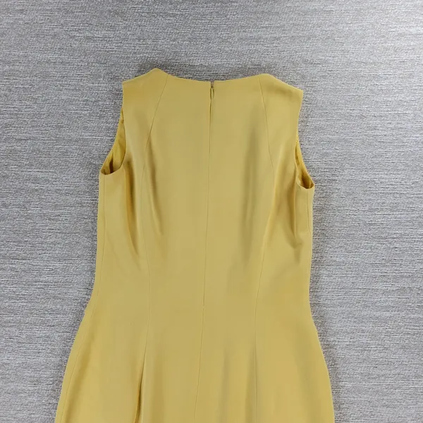 b Michael NY Silk Sheath Dress Size 6 Butter Yellow Scalloped Hem Classic Chic - Image 15