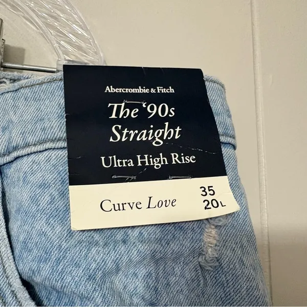 Abercrombie Curve Love 90s Straight Criss Cross Jeans Size 35 20L NWT - Image 4