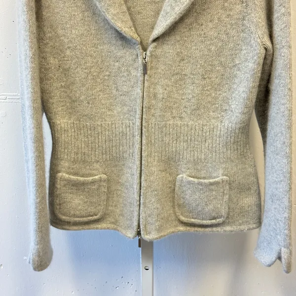 Alexandra Bartlett Angora Lambswool Blend Mohair Zip Front Cardigan Sweater Lg - Image 5