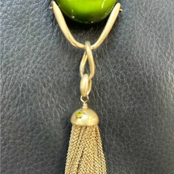 Lia Sophia Kiam Family “Elena” Green Cat’s Eye Necklace 23” long - Image 3