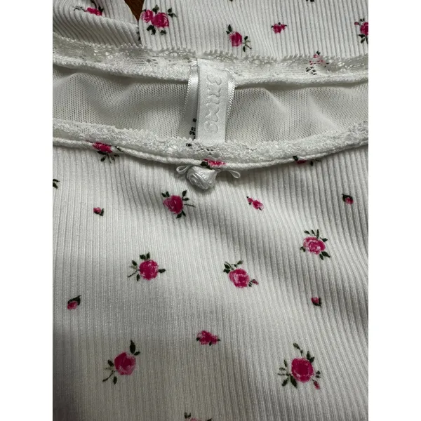 SKIMS White Soft Lounge Lace Romper Neon Orchid Rose Floral – Sold Out – Size M - Image 4