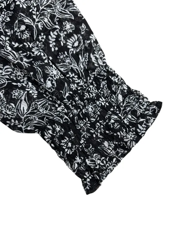 Abercrombie & Fitch Black Floral Smocked Mini Dress Size L - Image 5