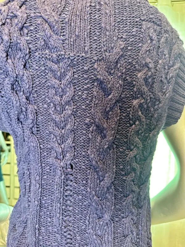 Anthropologie Pilcro Cable Knit Sweater Vest Small Blue Button Front Collared - Image 6