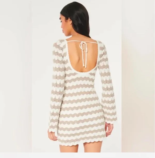 Crochet stripe mini Hollister long sleeve dress - Image 5
