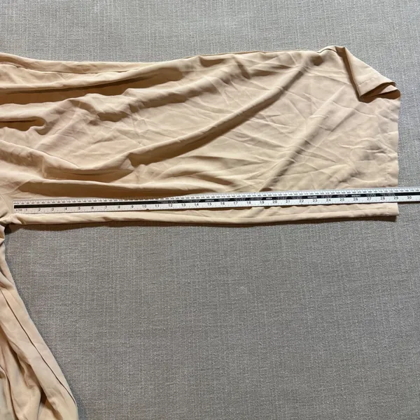 Wide Leg Paperbag Waist Pants Size Medium‎ Tan Beige Flowy Drawstring Trousers - Image 5