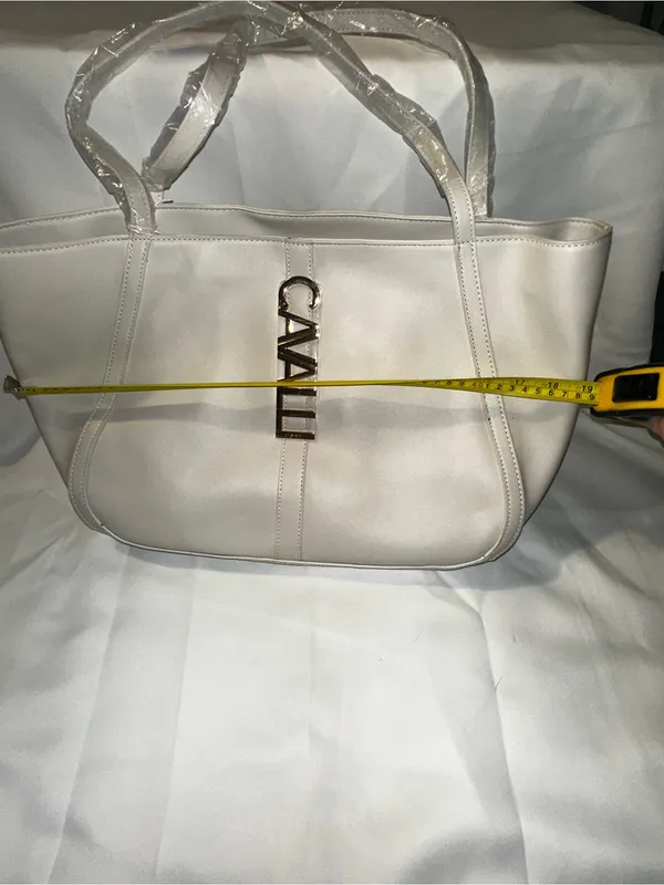 Cavalli Class Cream Shoulder Tote with Metallic Logo - Image 2