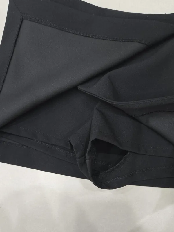 New Zara Black Asymmetric Wrap Mini Skort Size XS - Image 4