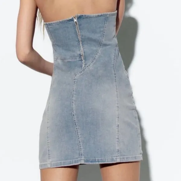 NWT Zara Denim Strapless Mini Dress - Image 2