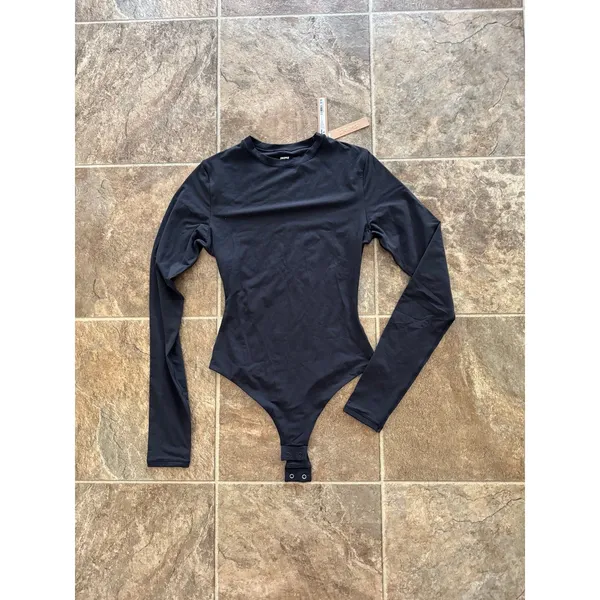 Skims Fits Everybody Long Sleeve Crewneck Bodysuit Onyx Size XS - Image 3