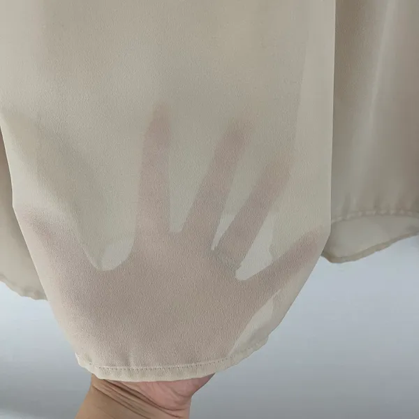 MILANO Vintage 90s Creme Beige Coquette Lace Wide Sleeve Semi Sheer Flowy Blouse - Image 7