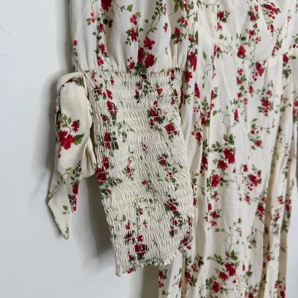 Reformation Dainy Floral Midi Dress White Red Size 2 - Image 6