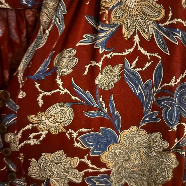 Lucky Brand Mix Print Boho Top. Red turquoise. Size‎ small. Long sleeve - Image 2