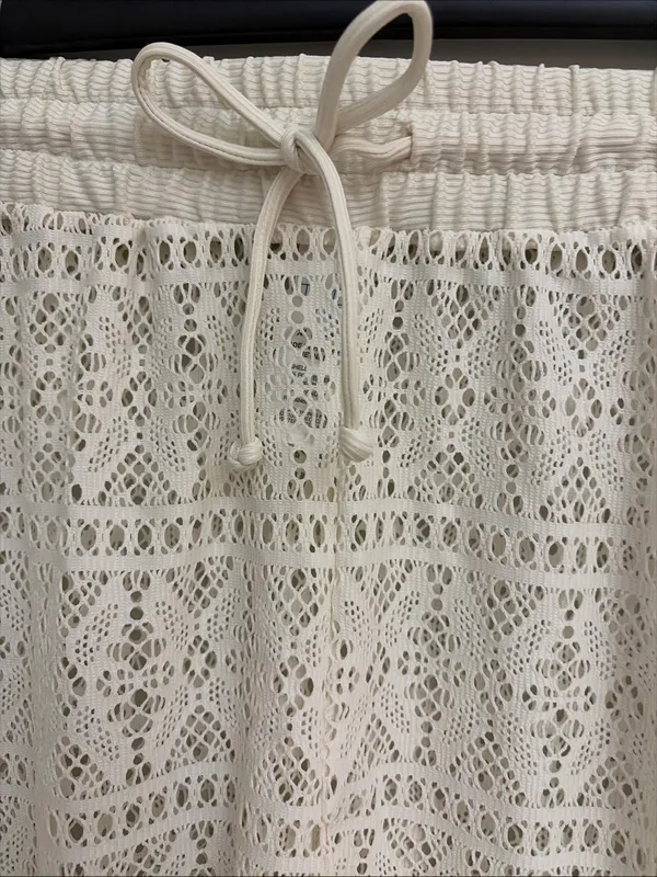 Time & tru New!Lace Drawstring cover up Beach Shorts - Cream sizeXL 16-18 - Image 3