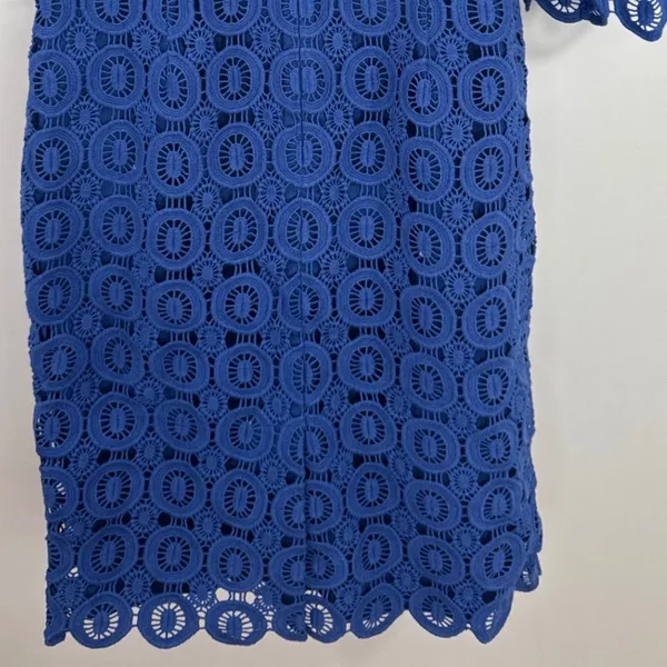Boden Royal Blue Cotton Circle Lace Bell Sleeve Sheath Dress US‎ 6R - Image 7