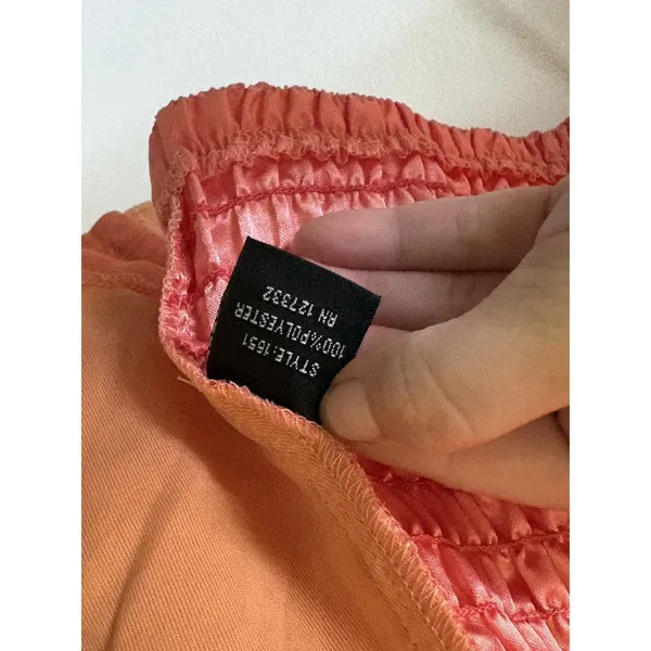 Vintage Y2K Sherbet Orange & pink Coral Corset Top Smocked Ruffle Blouse Large - Image 4