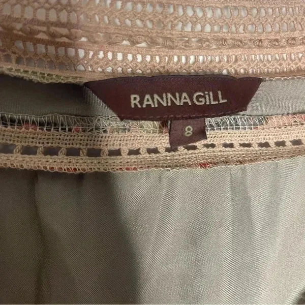 Ranna Gill Dress Floral V-Neck Embroidered Flowy Brown Rose Boutique Size 8 - Image 5