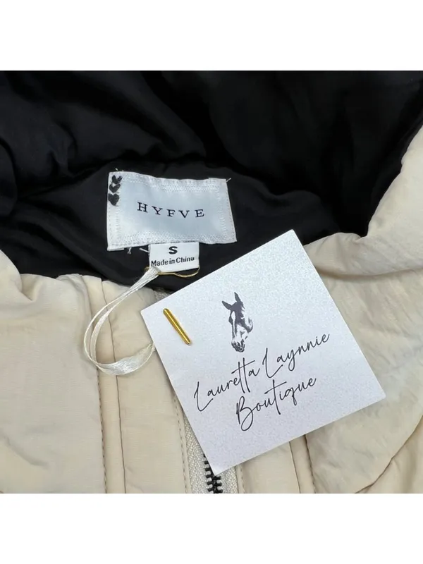 Hyfve Two-Tone Sherpa Fleece Nylon Vest Half Zipper Black Cream Size Small NWT - Image 10