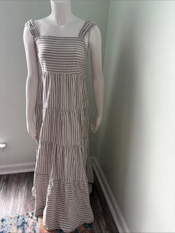 Madewell Cotton Hemp Stripe Tiered Maxi Dress - Image 4