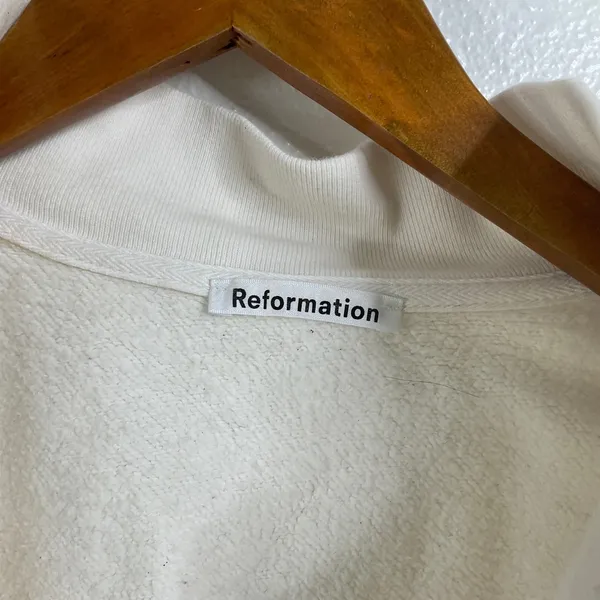Reformation Quarter‎ Zip Cropped Sweatshirt Size Small - Image 3