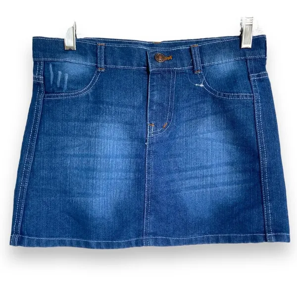 Womens Skirt Sz Small Blue Denim Jean Mini‎ Short - Image 2