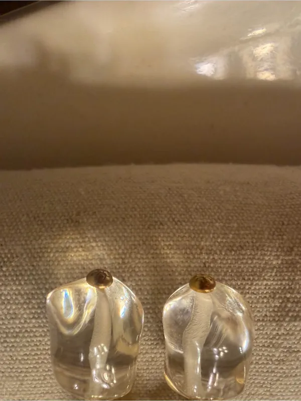 Tory Burch Classy Gold Logo Drop Earrings with Clear Resin Pendants Authentic! - Image 3