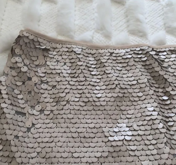 Matt beige sequin mini skirt - Image 2