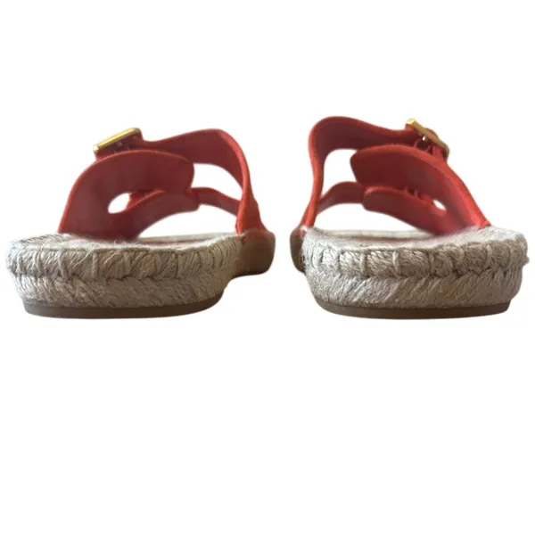 Tory Burch Orange‎ Suede Two Band Espadrille Sandals 8.5 - Image 3