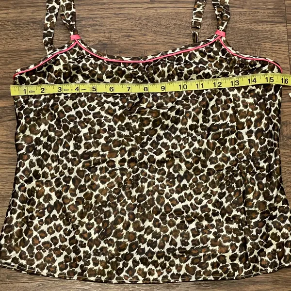 NWT Vintage Y2K Kathryn Leopard Camisole Top Tan Black Ivory Wet Pink Trim Small - Image 8