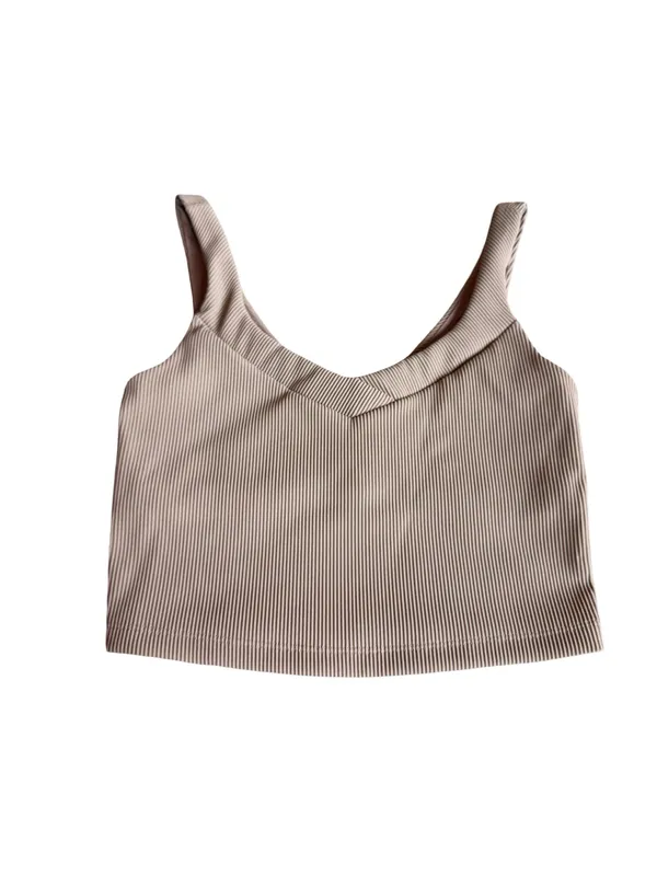 Beyond Yoga Two Piece Workout Set Tan Ribbed Leggings Sports Bra Small Women's - Image 2