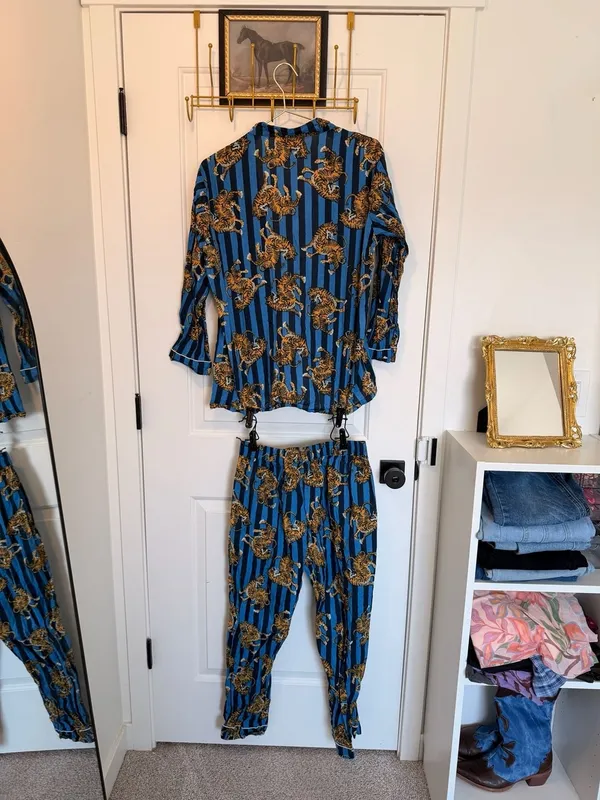 Cute Fun Tiger Print Cotton PJs 2-Piece Pajama Set - Image 2