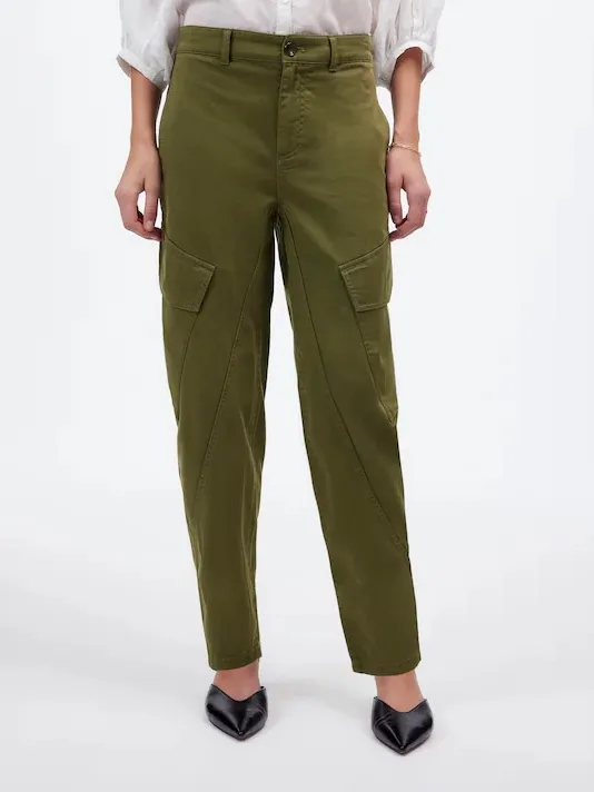 Madewell The Barrel‎ Leg Utility Pant in Garment-Dyed Twill Green Womens Size 0 - Image 2