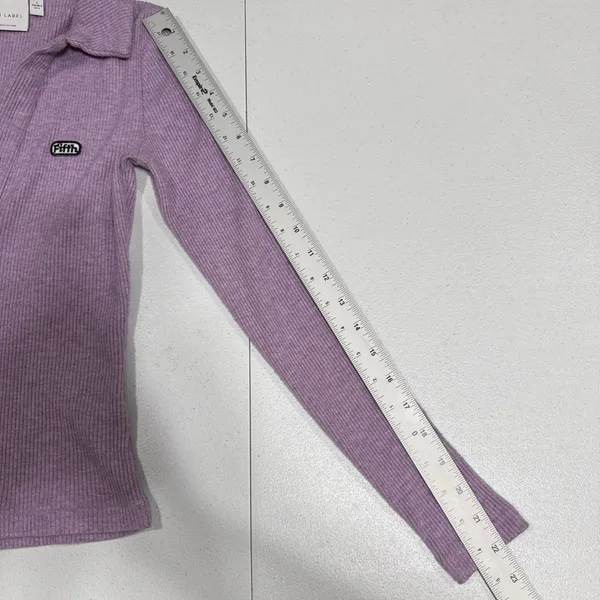 The Fifth Label Womens Ribbed Knit Top Collared Deep V Neck Long Sleeve Size 4 - Image 9