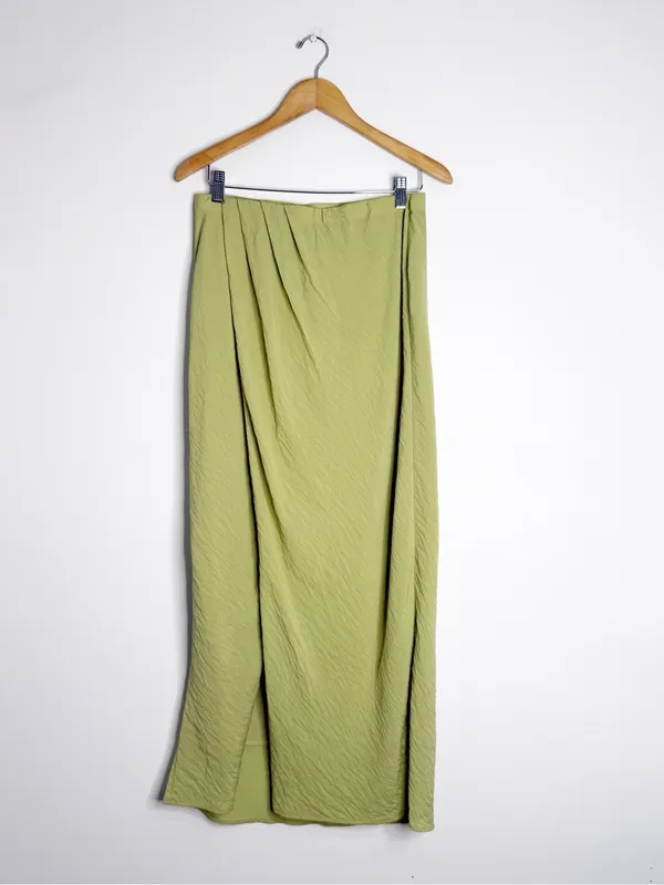 Abercrombie & Fitch Faux Wrap Maxi Skirt Size Small Light Green - Image 3