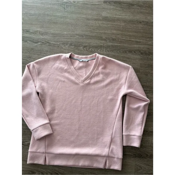 Marc New York V Neck Sweater Womens L Dusty Pink Ribbed Long Sleeve Sweatshirt - Image 7