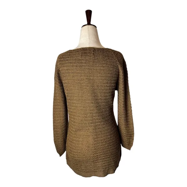 Coincidence & Chance Anthropologie Sweater Women Small Brown Knit Cotton Blend‎ - Image 2