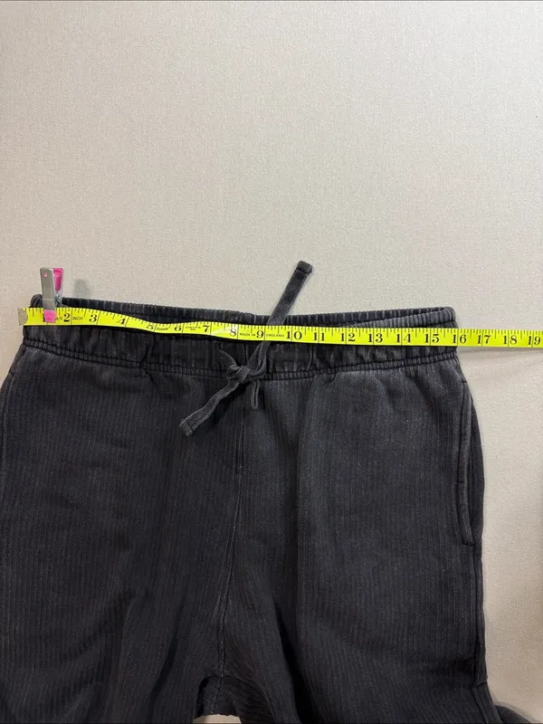 Mono B Charcoal Ribbed Joggers with Drawstring Waist Black Size M - Image 4