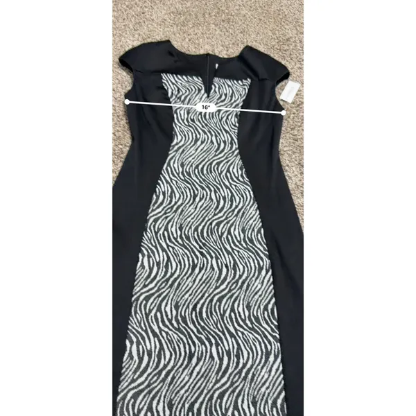 Dressbarn Womens Zebra Print Sheath Dress Black White Cap Sleeve Size 4 NWT - Image 7