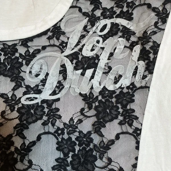 Von Dutch Originals Black Lace Front Graphic Tee Sheer Floral Panel Women's Sz S - Image 2