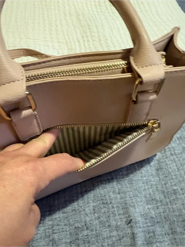 Miztique Blush Pink Structured Satchel with Adjustable Strap - Image 6