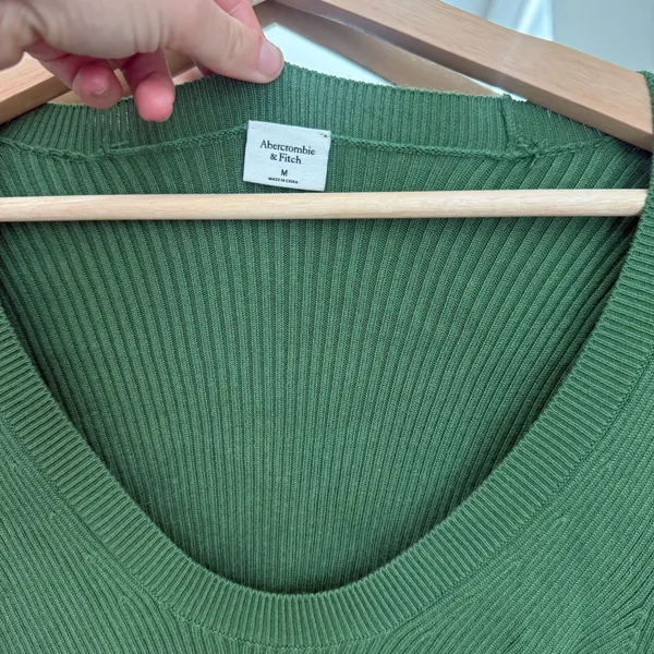 Abercrombie & Fitch Olive Ribbed Knit Top - Image 4