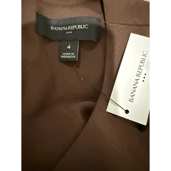 Banana Republic Top Womens 4 Brown Ruched Draped Sleeveless Keyhole Blouse NEW - Image 3