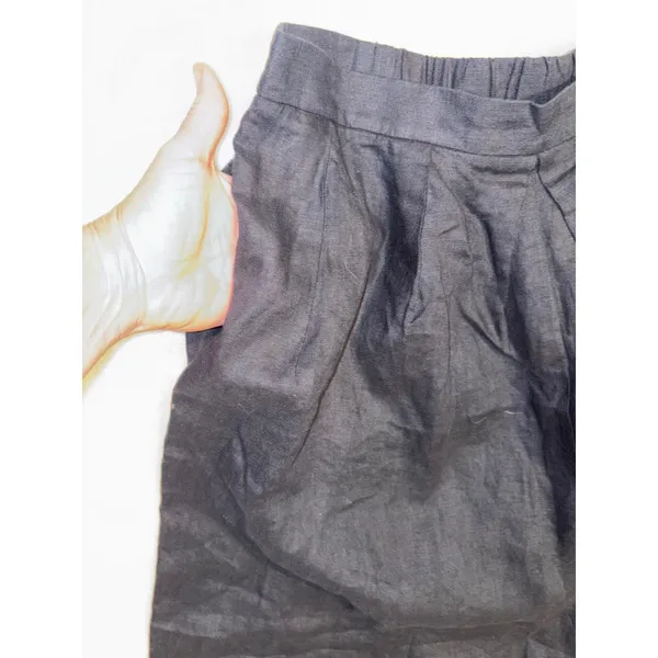 Anthropologie Pleated Culotte Trousers Black 100% Linen Wide Leg Cropped NWT Med - Image 3