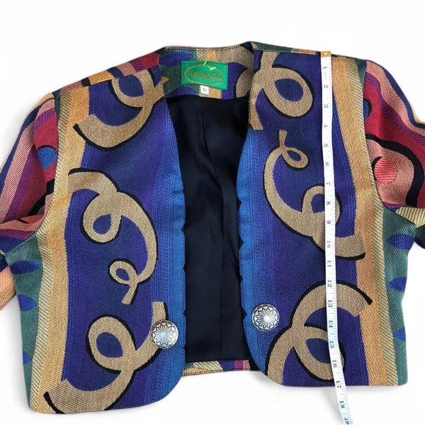 Vintage Wraps La Coleccion Judith Roberts Style Western Crop Blazer Sports Jacket USA Aztec Southwestern Sz S Measurement in pics - Image 7